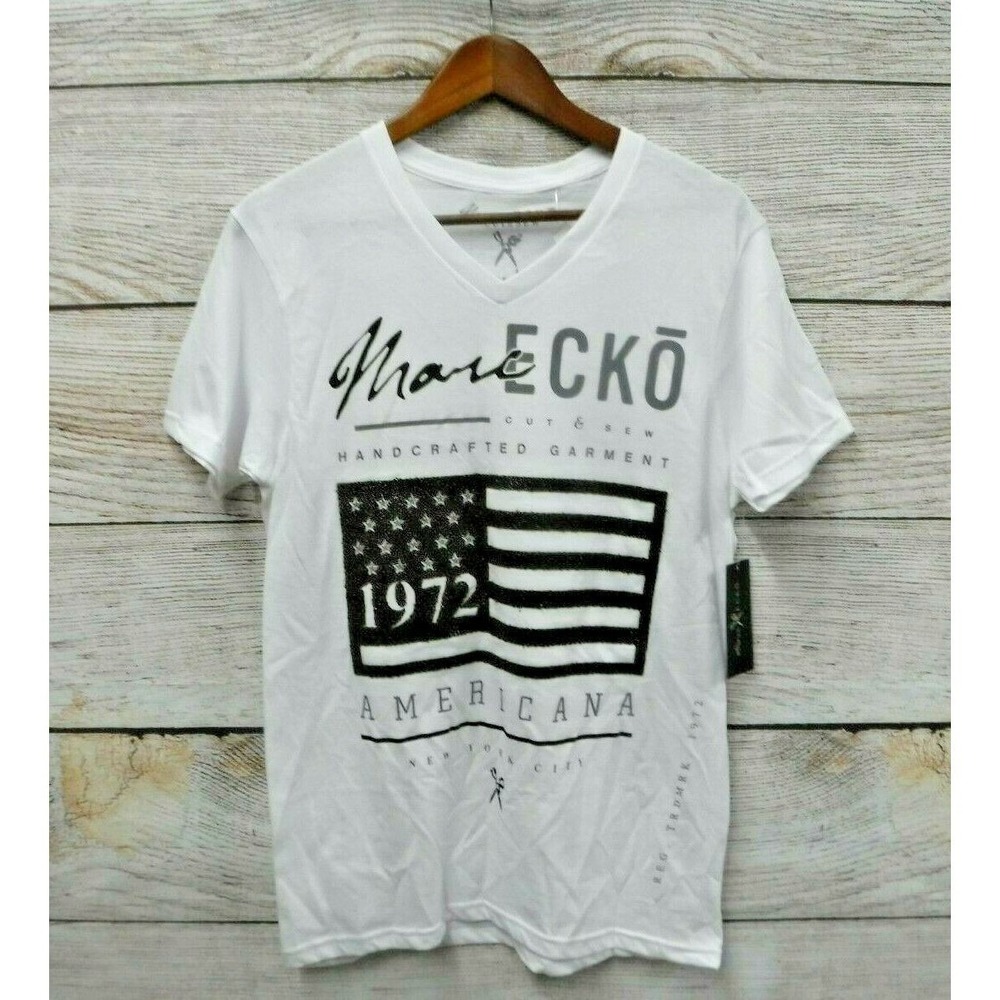 Shirt Marc Ecko Cut & Sew Mens‎ Medium Embellished Shiny Flag Slim T New Defect